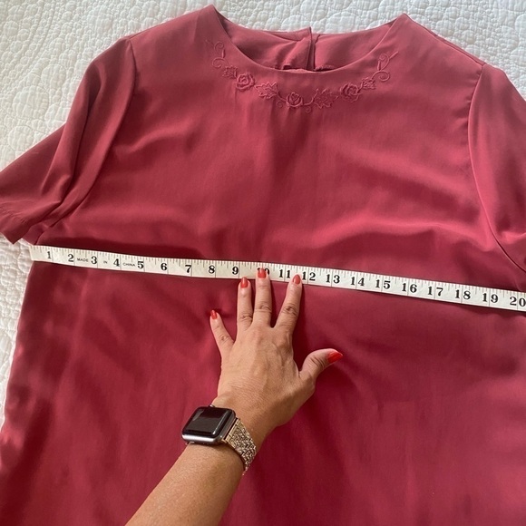 ALFRED Dunner classic pant suit vintage 80s/ 90s L Berry polyester sizeL pull on - Picture 5 of 14